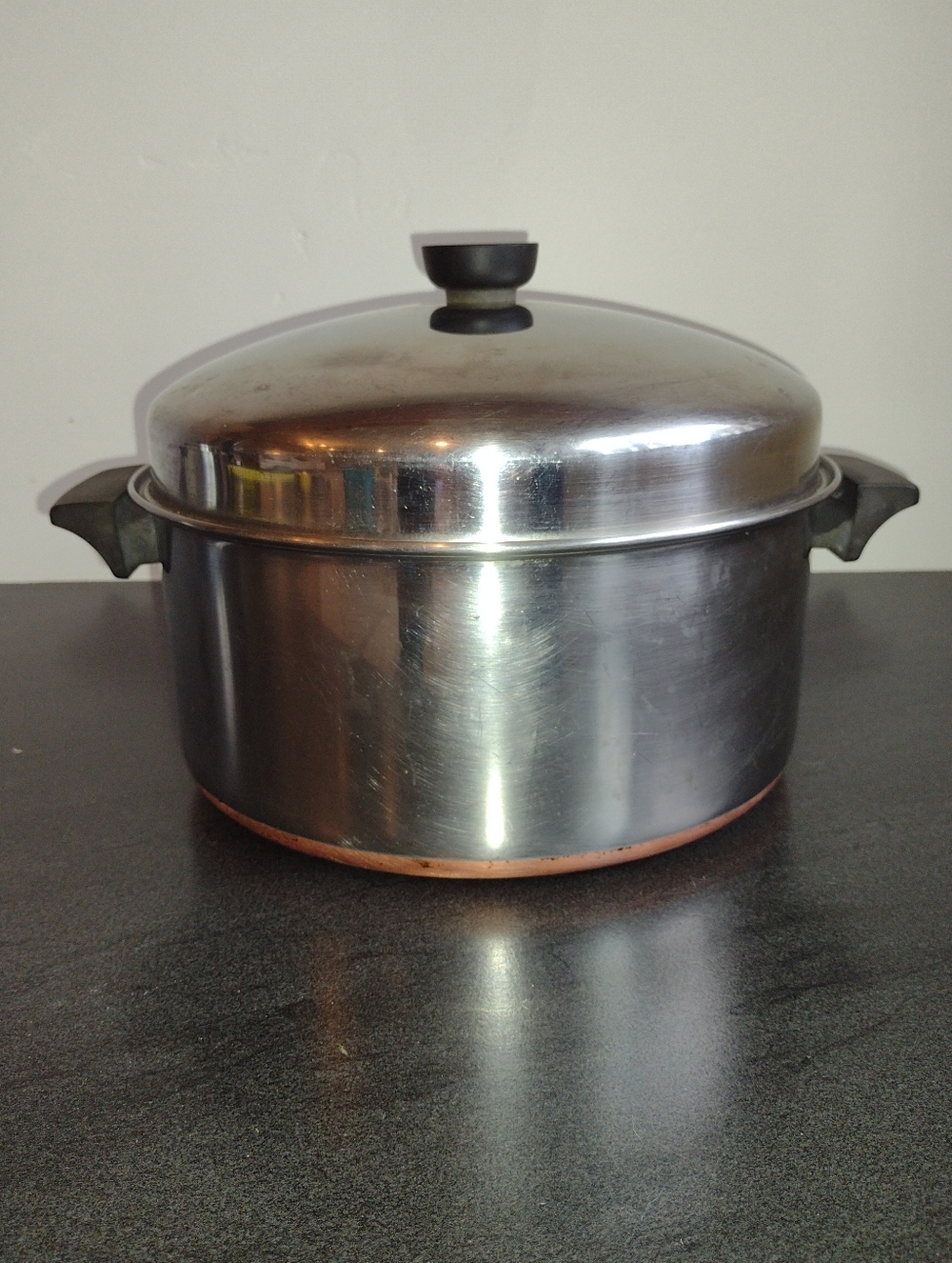 REVERE WARE 6 Quart Dutch Oven Copper Bottom Stock Pot with Dome Lid Vintage